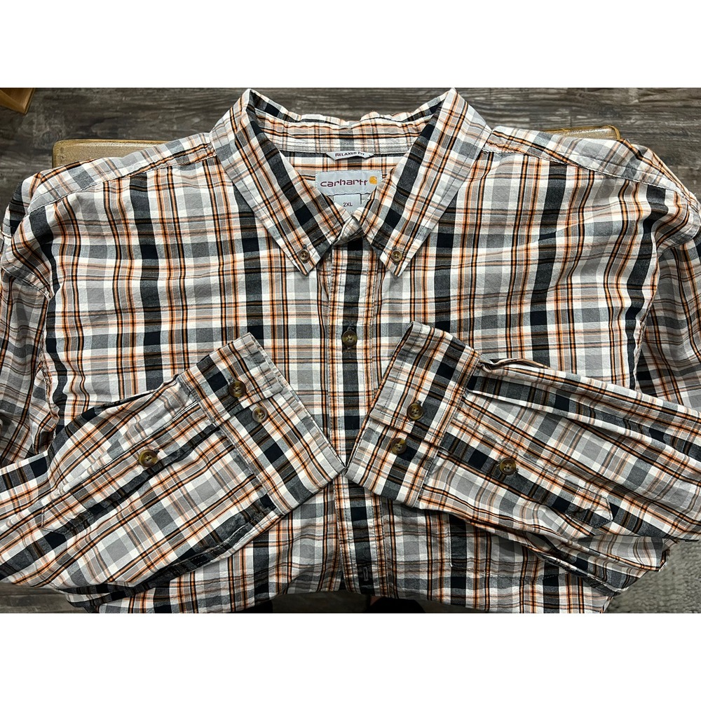 Men's‎ Carhartt Long Sleeve Button Down Shirt Size 2XL Plaid Relaxed XXL